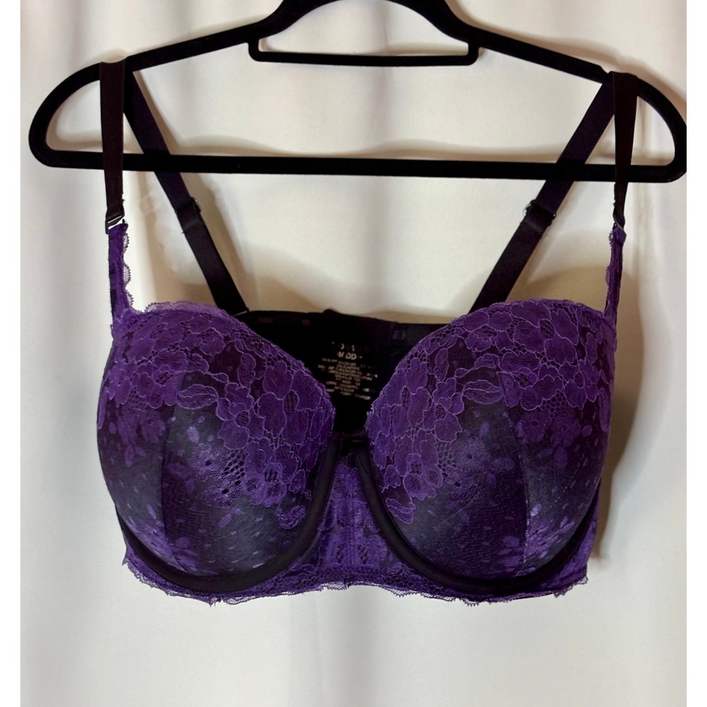 Torrid Purple Floral Lace Push-Up Strapless Bra 40DDD Underwire Multi-Way 148862